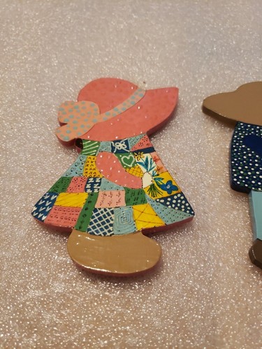 Imanes hechos a mano patchwork 2 niñas y un niño vintage - Imagen 2 de 6
