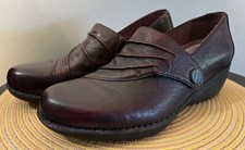 Dansko Aimme Burgundy Leather Wedge Heel Loafer Shoes 1640887800 Women Size 40