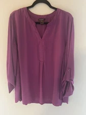 Multiples - Plus Size Women’s Blouse - 1X - Purple - 3/4 Length Sleeves