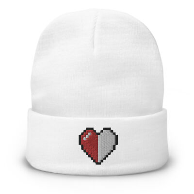 Retro 8 Bit Video Game Pixelated Half Life Heart Embroidered Cuff
