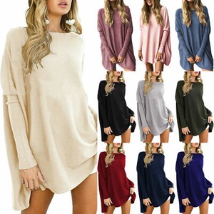 Jumper-Plus-Size-Sweater-Mini-Dress-Tops-Casual-Tunic-Women-Long-Sleeve-Batwing