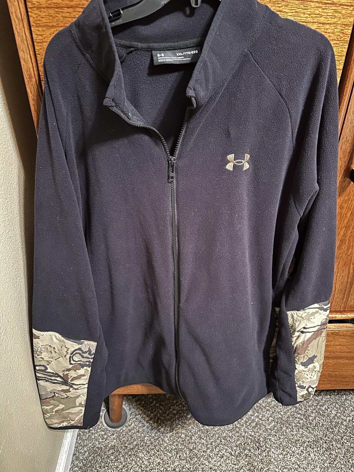 Under Armour Polartec Men's Size XXL Black Camo Full-Zip Fleece Jacket