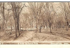Shenandoah Iowa IA 1908 RPPC Forest Park Band Stand Benches Homes City Park