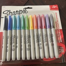 12 Markers Sharpie Assorted Color Fine Point Permanent Markers