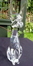 JC Sweden Lindshammer - Clear ART GLASS DOG FIGURINE - original sticker 9" Tall