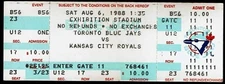 1988 BASEBALL FULL TICKET BLUE JAYS ROYALS BO JACKSON GEORGE BRETT HIT/HR #250