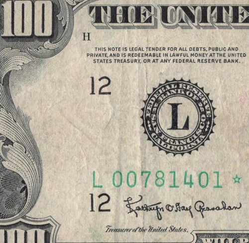 1950D Star Note 100 Dollar Bill San Francisco L00781401* 163K Total Short Run - Picture 3 of 12