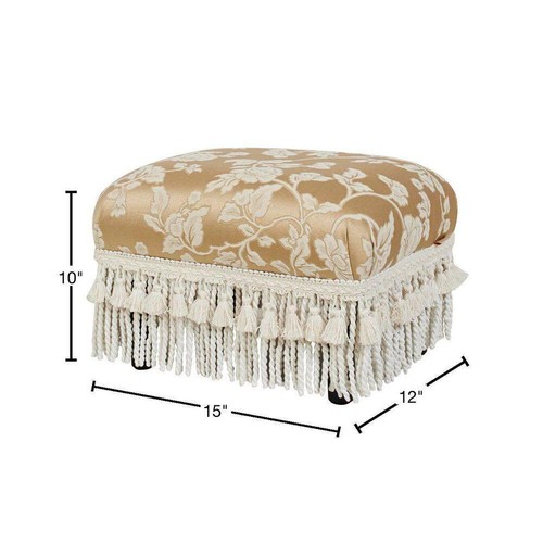 Jennifer Taylor Ottomans 15"W Fabric Upholstered Rectangle Accent Gold Floral - Picture 3 of 9
