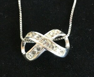 925-Silver-INFINITY-Pendant-CZ-stones-on-18-Sterling-Chain-Together-Forever