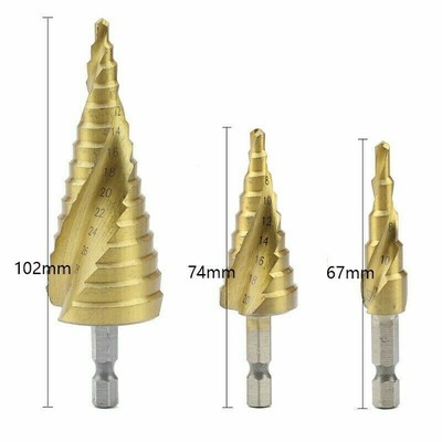 3PCS / Set Step Kegelbohrer Spiral Gerillte Reiblochfräser Für Metall, Holz