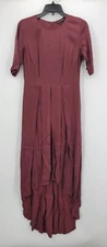 Goop x Universal Standard Dress Womens 3XS Maroon Hi Lo Maxi Short Sleeve Modern
