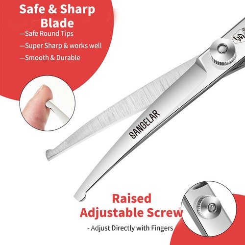 Sangelar 6.5 inch Professional Pet Grooming Curved Scissors - Safe & Stylish - Picture 4 of 7