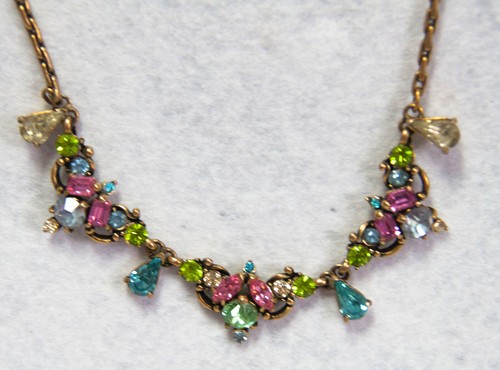 Vintage Multi Color Rhinestone Necklace 