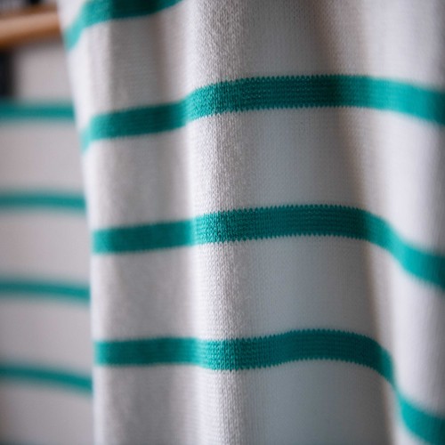 Lands' End Cotton Long Sleeve Open Cardigan Sweater Turquoise Striped L 14-16 - Picture 4 of 8