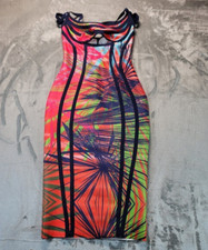 Fashion Nova Sophia Bandage Blue Multicolored MIDI Dress Women's Size S Defects