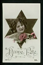 Children Vintage real photo postcard RPPC European style girl flowers EPR #203