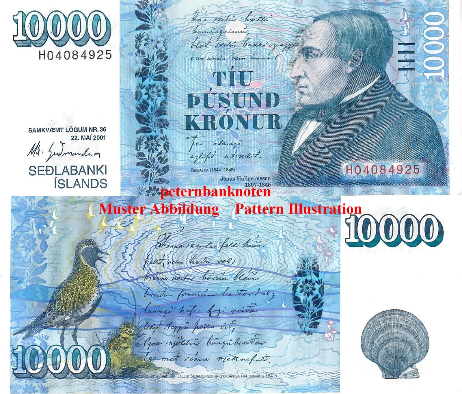 ISLAND / ICELAND 10000 Kronur L.2001 (VF-XF ) P61 67454# Gebraucht Used ...