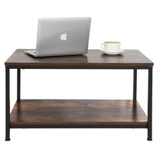 31'' Coffee Table Wood End Table with Storage Shelf Sofa Side Living Room Use