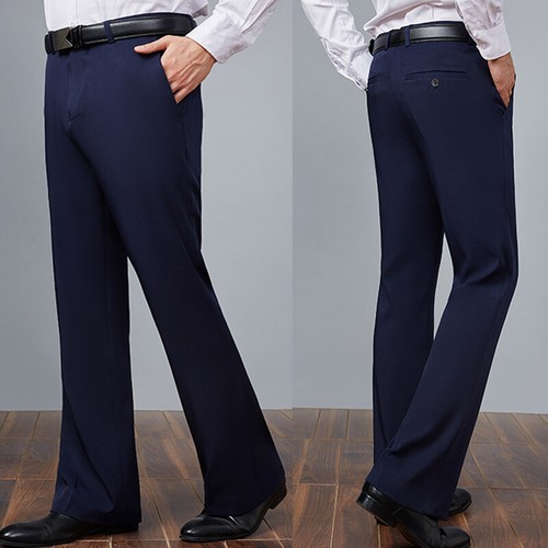 Mens Bell Bottom Flared Pants 60s 70s Stretch Slim Fit Bootcut Retro Trousers - Picture 4 of 19