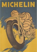 Vintage Repro Michelin Motorcycle Poster Bibendum 1959 Italian Print Poster