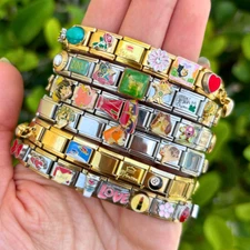 Vintage Italian Charm Bracelet - Themed & Sized, Stainless Steel, Nostalgic Jewe