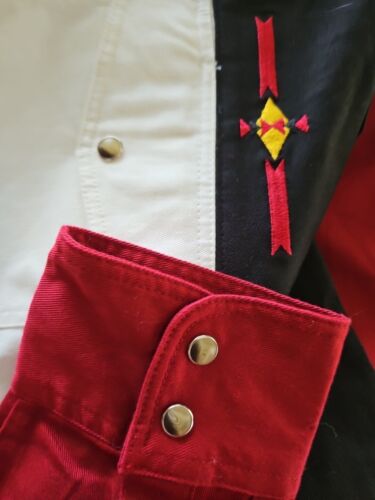 VTG Wrangler Western Shirt EMBROIDERED AZTEC Pearl Snap MAROON BLACK XXL 2X - Picture 11 of 11