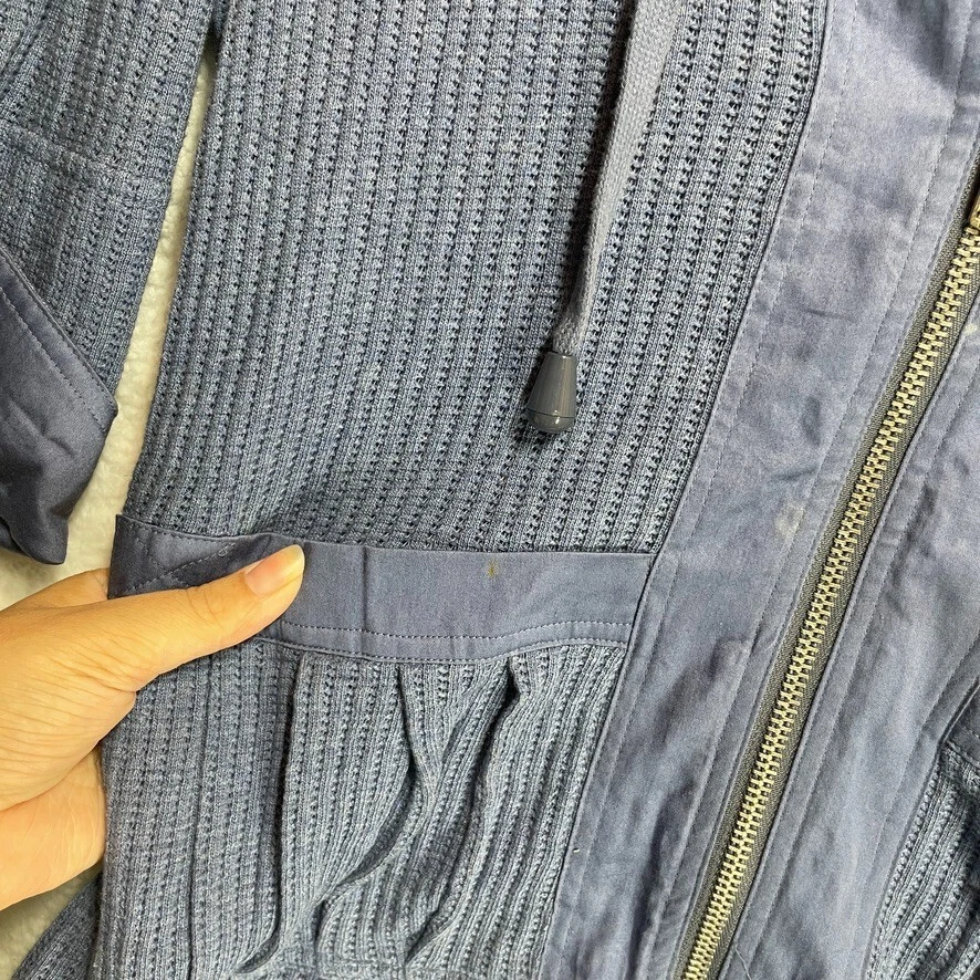 Sudadera con capucha Marc By Marc Jacobs para mujer azul tejido gofre algodón cremallera manga larga talla M Foto 3 de 4