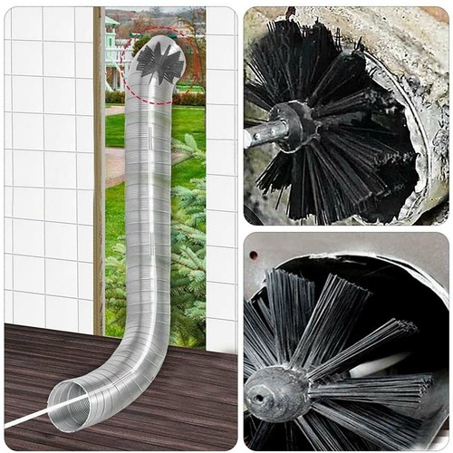 Flexible Chimney Sweep Set Flue Sweeping Brush & Rod Kit Soot Cleaning