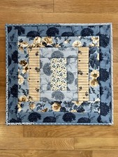 Blue Floral Quilted Table Topper - 18.5" x 18.5" and Free Shipping