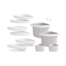 12-Piece Shower Shelf Kit White Bathroom Cadd...