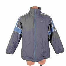 Nike Jacket XL 18-20 Youth Reversible Full Zip Black Blue Fleece Lined RARE VTG