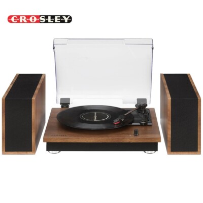 Crosley CR7502A-WA Riff 3-Speed Record Player With Speakers - Walnut
