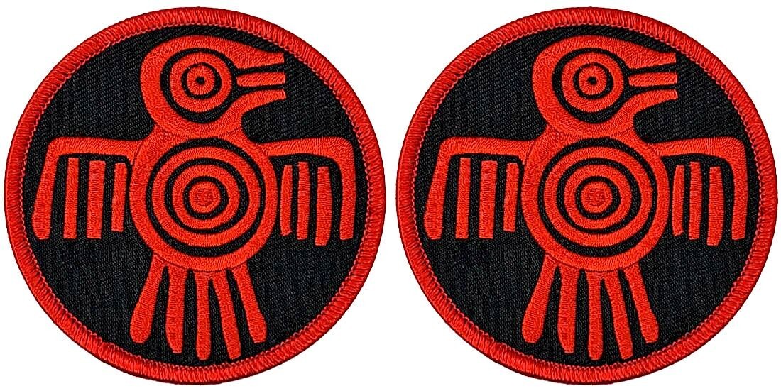 AZTEC SPIRIT BIRD POWER STRENGTH SYMBOL PATCH | 2PC iron on sew on 3"x3" R/B