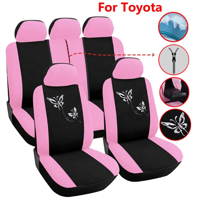 Universal Pink Car Seat Cover Set Polyester Fit for Toyota RAV4 4runner