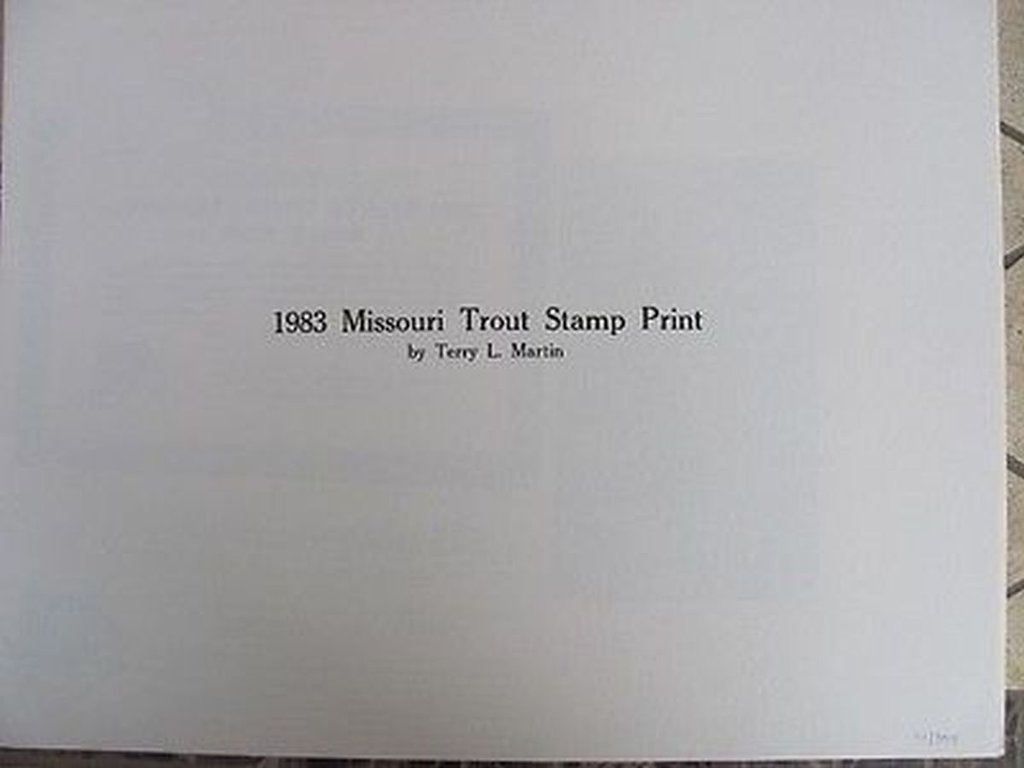 MOT15 1983 Missouri Trout Stamp Print w/ stamp,folio,COA MOT15DP5 DSS