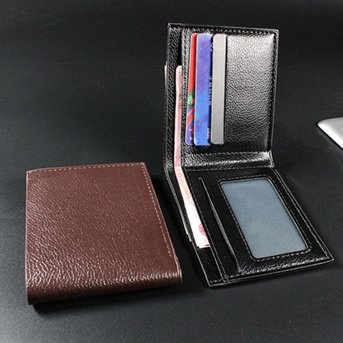 Genuine Leather Men Wallets Real Cowhide Wallets for Man Short Black Walete W6X4 - Picture 3 of 15