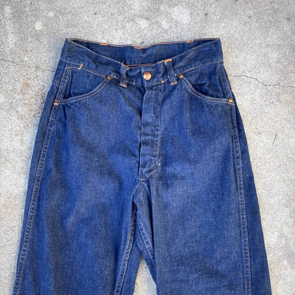 Pantalones de mezclilla vintage años 40 años 50 cintura alta jeans peto ropa deportiva occidental Foto 2 de 4