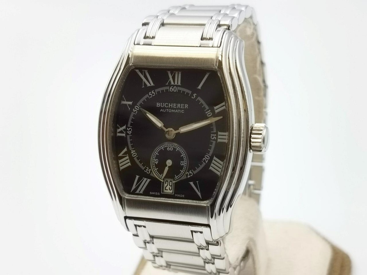 Authentic Bucherer Archimedes Tonneau Date Black Dial Auto Authentic Bucherer Archimedes Tonneau Date Black Dial Auto