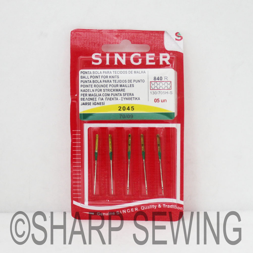 Singer Ball Point Needles 5 SINGER BALLPOINT KNIT NEEDLES 2045 HOME SEWING MACHINE SIZE #09/70 ...