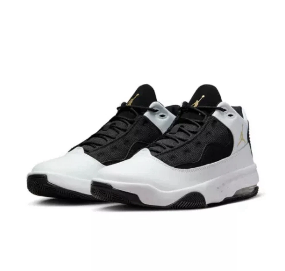 Nike Air Jordan Mens Max Aura 2 ''White Black Gold'' Basketball Shoes CK6636-107 - Image 2 of 4