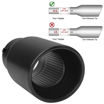 1pc/2pc Exhaust Tip 1.5'' -2.5'' Inlet 4'' Outlet 9'' Long Stainless Steel Dual Wall