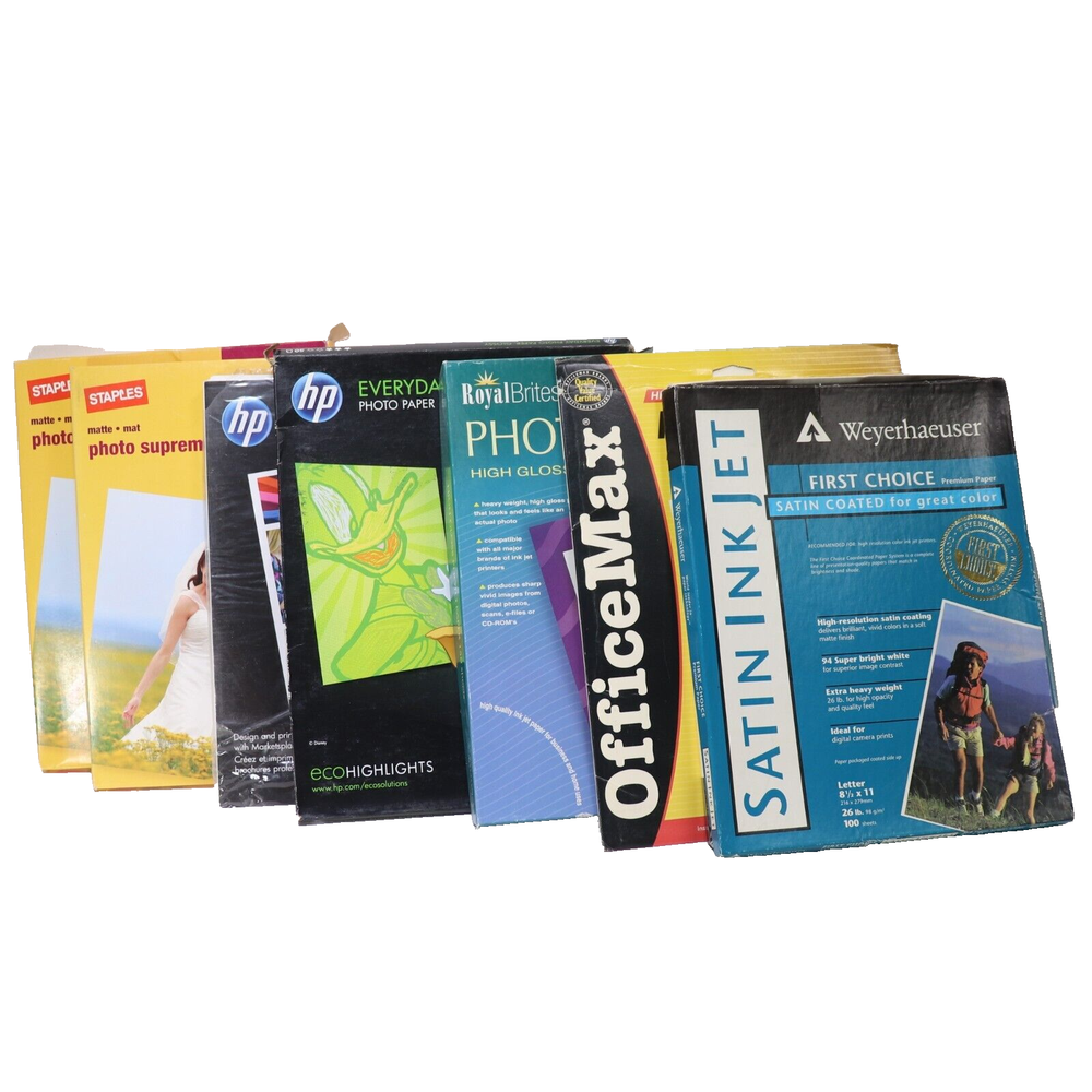 Mixed Lot Photo Printer Paper Kodak Canon HP Weyerhaeuser Staples 8.5X11 Sheets