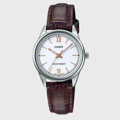 Casio LTP-V005L-7B3 | Klassische Quarz Damen Armbanduhr, weißes Zifferblatt, ...