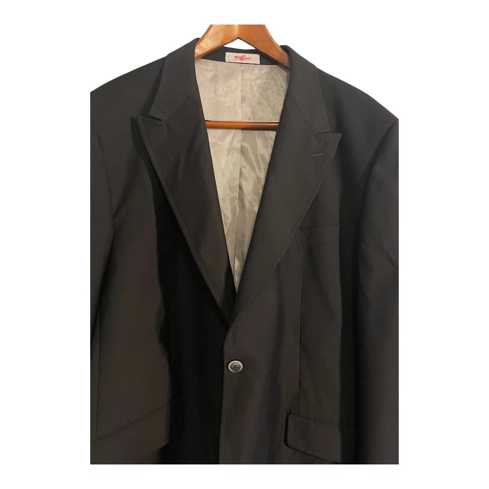 Tiglio Rosso Hombre Traje de Lana Chaqueta Blazer 48R Negro 1 Botón Lanifico Di Biella Foto 2 de 4