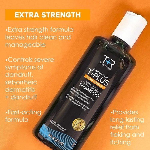 True+Real 16 fl oz Coal Tar Gel Shampoo – Anti-Dandruff, Therapeutic, Free & Fas - 第 4/9 張圖片