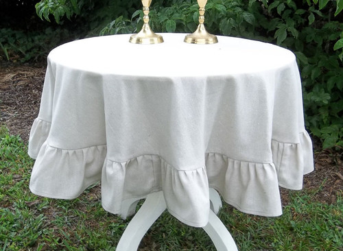 SET OF 5 PIECE - Round Bottom Ruffle Table Cloth 100% Egyptian Cotton 1000 TC - Picture 13 of 16