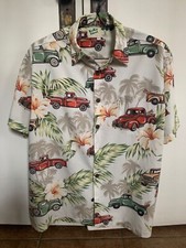 Koko Island Mens Large Classic Hawaiian Truck/ PalmTree Camp Shirt Short Sleeve