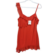 Forever 21 Dress Sz M Red Ruffle Vampire Mini Sexy Strappy Club Evening Vamp NWT