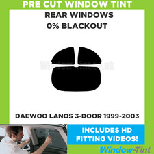 For Daewoo Lanos 3-door Hatchback 99-03 Pre Cut Window Tint 0% Blackout Film