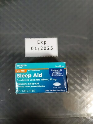 Basic Care Sleep Aid, Doxylamine Succinate 96 Tabs 25 mg Compare To Unisom #Z10